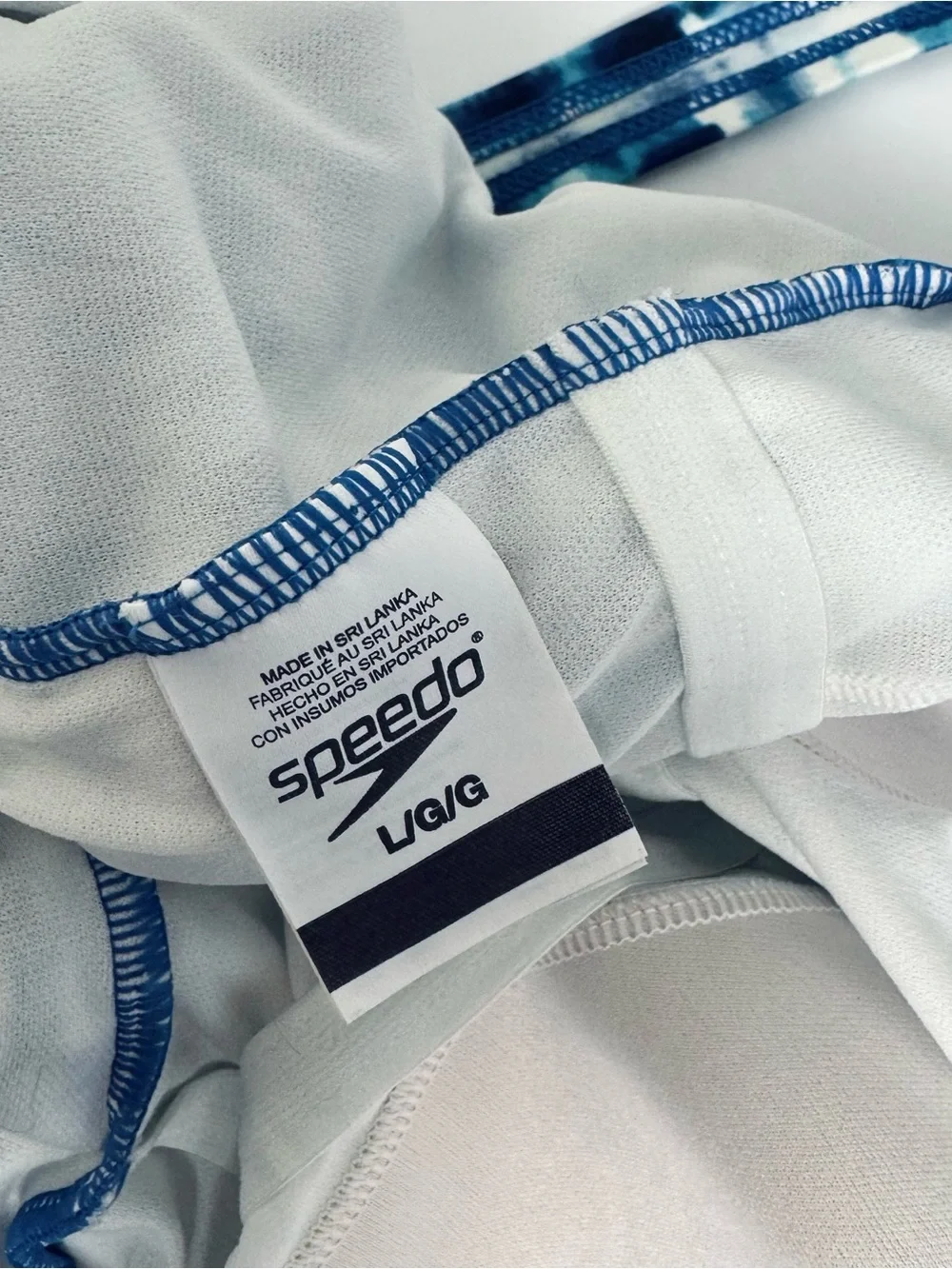 Speedo Women’s Sz L One Piece Swimsuit Blue White Tie Dye Padded Built In Bra